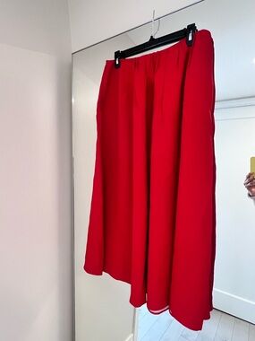 Red Midi Skirt - Classic A-Line